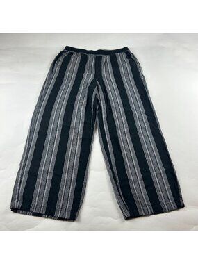 Old Navy Black Stripe Linen Blend Wide Leg Lounge Pant M